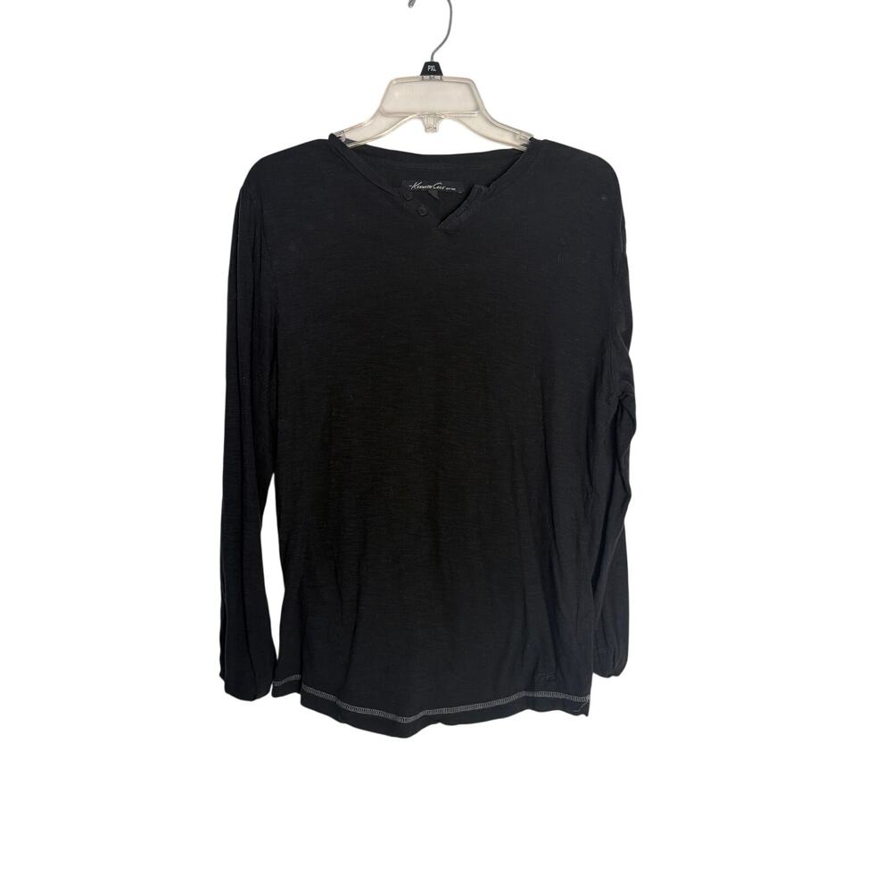 Kenneth Cole New York Black 100% Cotton Long Sleeve Pullover Top Men Size M